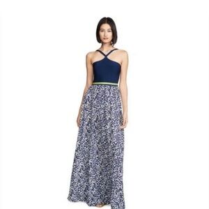 Tanya Taylor FiFi Dress-  Navy and White Floral A-Line Skirt